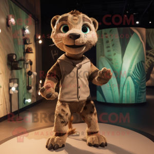 Olive Smilodon mascot costume character dressed with a Romper and Bracelets
