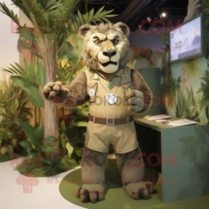 Olive Smilodon mascot costume character dressed with a Romper and Bracelets