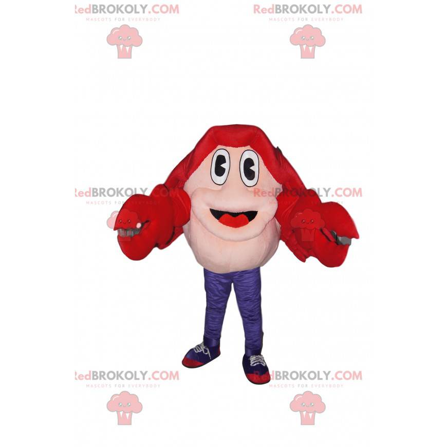 Mascotte di granchio rosso molto entusiasta - Redbrokoly.com