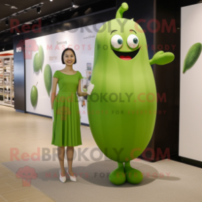 Olive Plum mascot costume character dressed with a Sheath Dress and Anklets