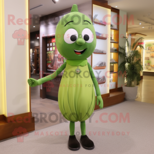 Olive Plum mascot costume character dressed with a Sheath Dress and Anklets