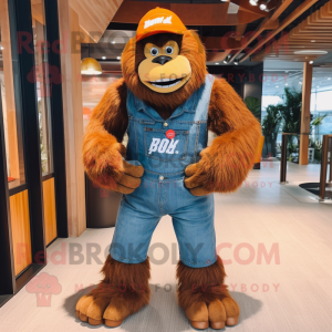 Rust Gorilla mascot costume character dressed with a Bootcut Jeans and Belts