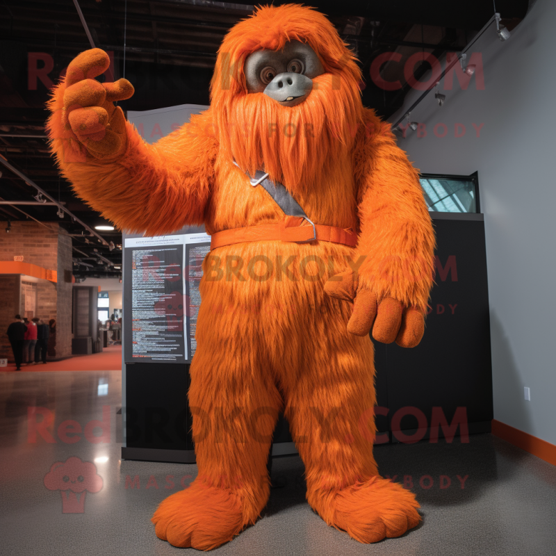 Orange Sasquatch mascot costume character dressed with a Bodysuit and Gloves Orange Sasquatch mascot costume character dressed with a Bodysuit and Gloves
