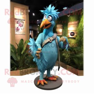 Cyan Rooster maskot drakt...