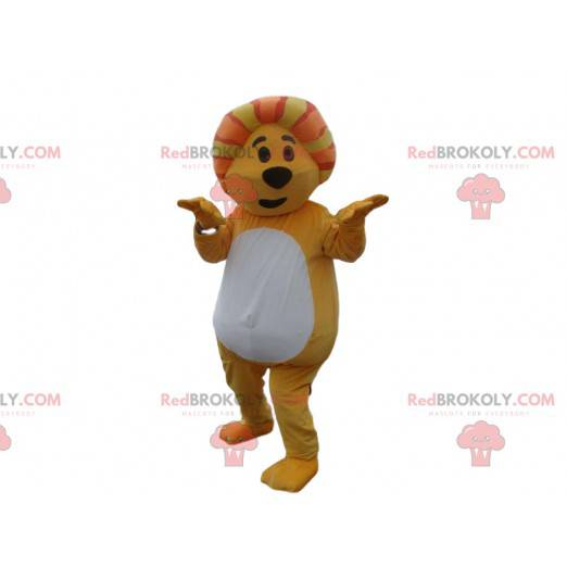 Mascota león amarillo y naranja muy divertida - Redbrokoly.com