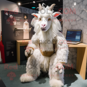 nan Angora Goat mascot costume character dressed with a Long Sleeve Tee and Hair clips