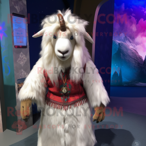 nan Angora Goat mascot costume character dressed with a Long Sleeve Tee and Hair clips