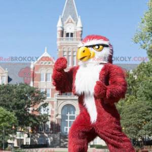 Mascota búho gigante águila roja y blanca - Redbrokoly.com