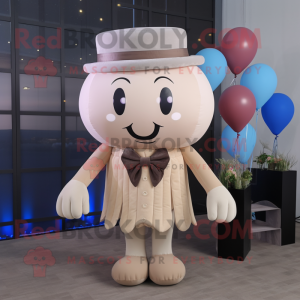 Beige Jellyfish mascot costume character dressed with a Sweater and Bow ties