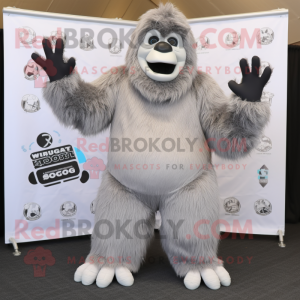 Silver Sasquatch mascot costume character dressed with a Sweater and Foot pads