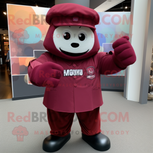 Maroon Soldier mascot costume character dressed with a Poplin Shirt and Beanies