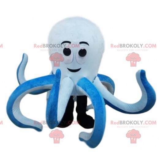 Mascot gigantisk hvit og blå blekksprut - Redbrokoly.com