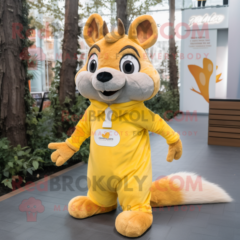 Yellow Squirrel mascot costume character dressed with a Romper and Keychains