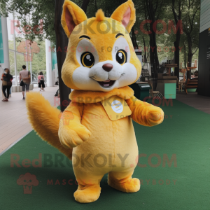 Yellow Squirrel mascot costume character dressed with a Romper and Keychains