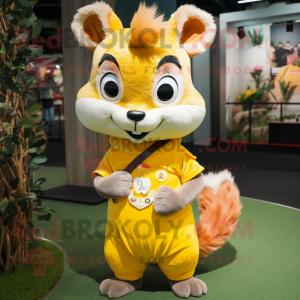 Yellow Squirrel mascot costume character dressed with a Romper and Keychains