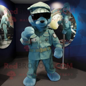 Teal Navy Seal maskot...