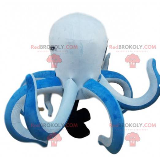Mascot gigantische witte en blauwe octopus - Redbrokoly.com