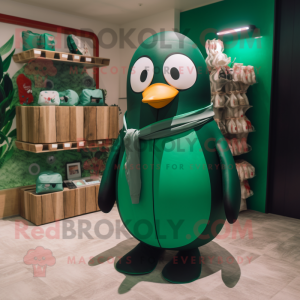Forest Green Penguin mascot costume character dressed with a Swimwear and Coin purses