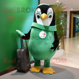 Forest Green Penguin mascot costume character dressed with a Swimwear and Coin purses