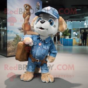 nan Dog mascot costume character dressed with a Denim Shorts and Handbags