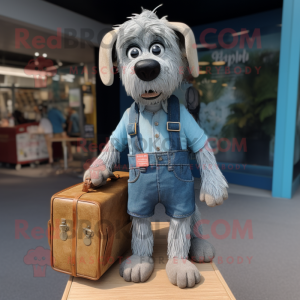 nan Dog mascot costume character dressed with a Denim Shorts and Handbags