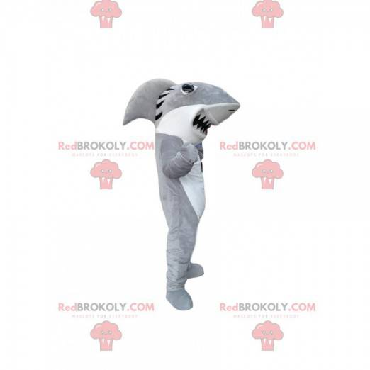 Mascote tubarão branco e cinza - Redbrokoly.com