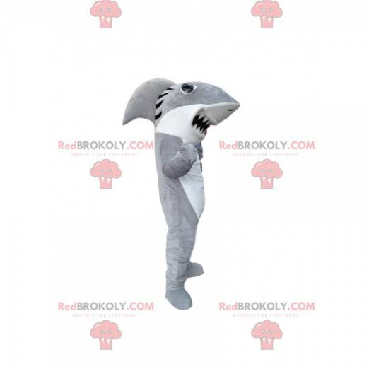 Mascotte witte en grijze haai - Redbrokoly.com