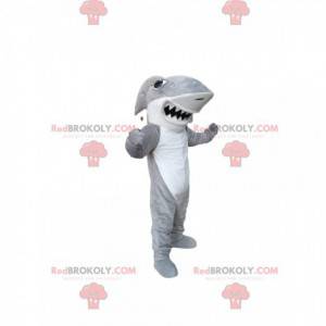 Mascote tubarão branco e cinza - Redbrokoly.com