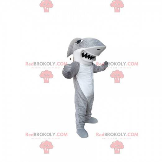 Mascotte de requin blanc et gris - Redbrokoly.com