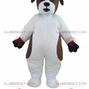 Mascotte de chien blanc et marron de Saint Bernard -