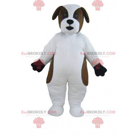 Saint Bernard hvid og brun hundemaskot - Redbrokoly.com