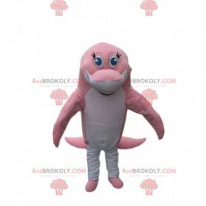 Rörande maskot för rosa och vit delfin - Redbrokoly.com