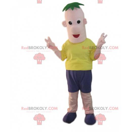 Funny snowman mascot with a green fringe - Redbrokoly.com