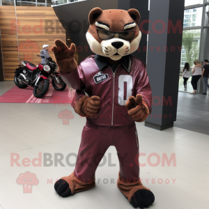 Maroon Puma maskot kostume...