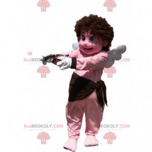 Mascota de Cupido con su hermoso rostro y cabello rizado -