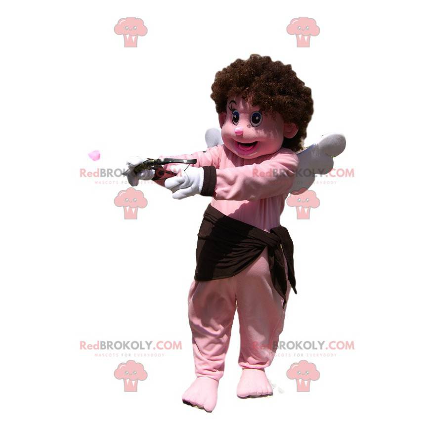 Mascotte Cupido con il suo bel viso e capelli ricci -