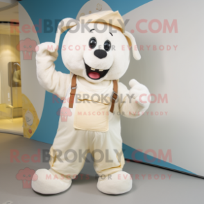 Cream Ray mascot costume character dressed with a Dungarees and Cummerbunds