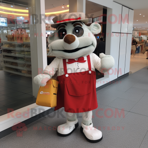 nan Steak mascot costume character dressed with a Polo Tee and Messenger bags
