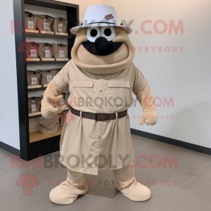 Beige Squash mascot costume character dressed with a Poplin Shirt and Belts