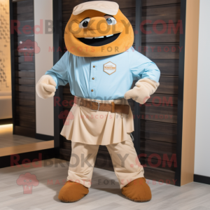 Beige Squash mascot costume character dressed with a Poplin Shirt and Belts