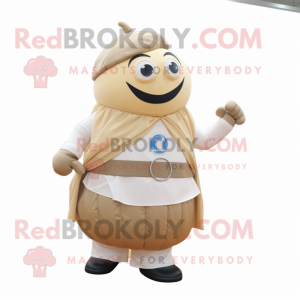 Beige Squash mascot costume character dressed with a Poplin Shirt and Belts