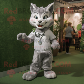 Silver Lynx mascot costume character dressed with a Polo Tee and Shawls