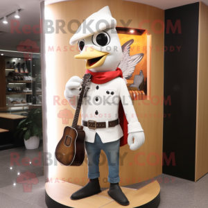 White Woodpecker mascot costume character dressed with a Bootcut Jeans and Briefcases