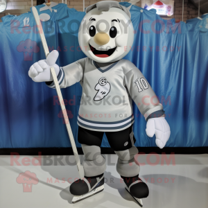 Silver Ice Hockey Stick mascot costume character dressed with a Suit Pants and Shoe laces