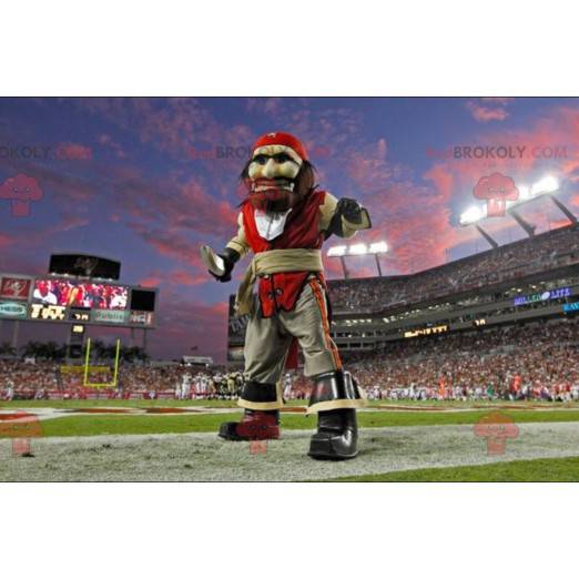 Pirate mascot in red and gray outfit - Redbrokoly.com