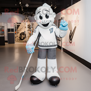 Silver Ice Hockey Stick mascot costume character dressed with a Suit Pants and Shoe laces