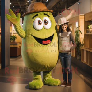 Olive Goulash mascot costume character dressed with a Boyfriend Jeans and Mittens