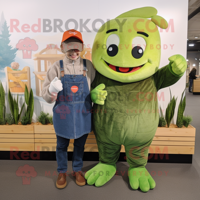 Olive Goulash mascot costume character dressed with a Boyfriend Jeans and Mittens