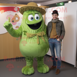 Olive Goulash mascot costume character dressed with a Boyfriend Jeans and Mittens