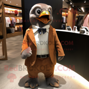 Brun Penguin maskot kostym...